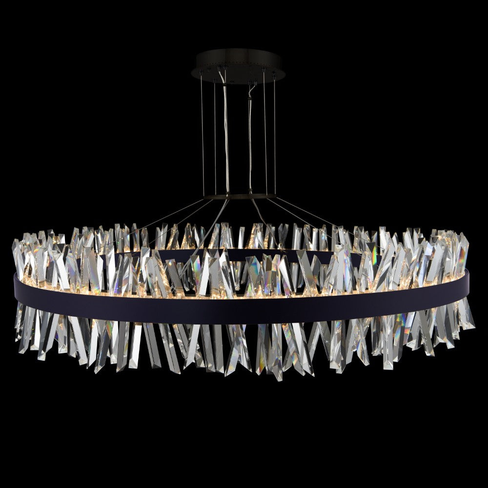 Glacier 60 inch Luxury Crystal LED Ring Pendant – Matte Black – Crystal+Form Allegri Crystal Lighting