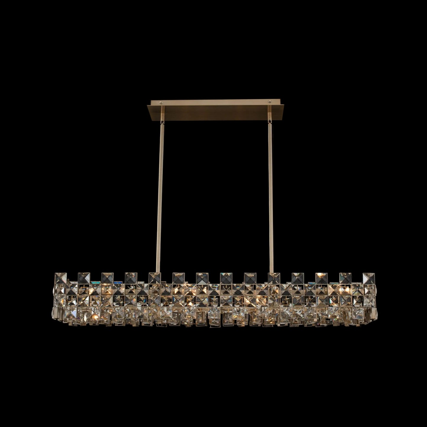 Piazze 44 inch Crystal Island Pendant Light – Brushed Champagne Gold