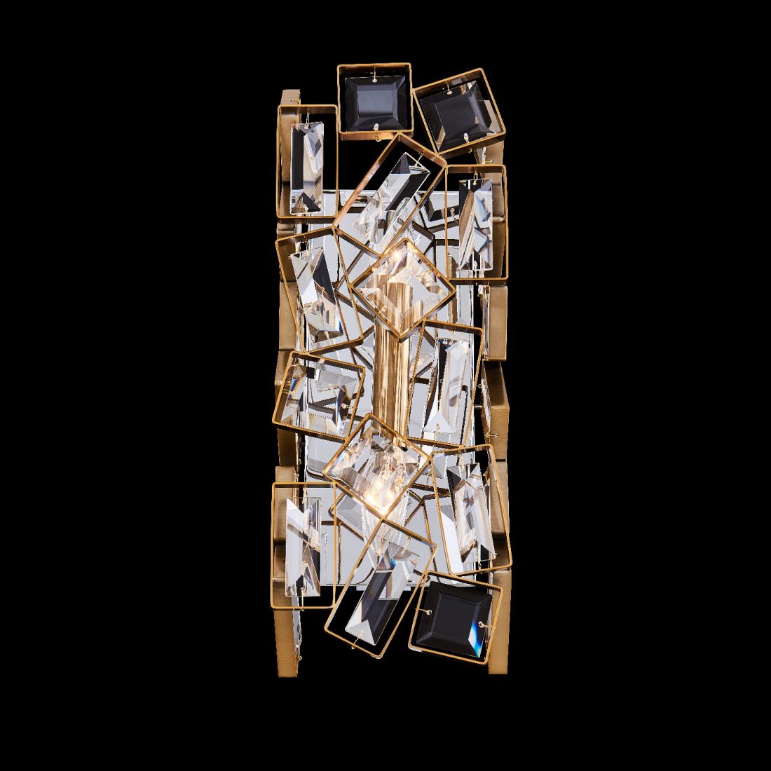 Inclanta Luxury Crystal Wall Sconce – Winter Brass – Crystal+Form Allegri Crystal Lighting