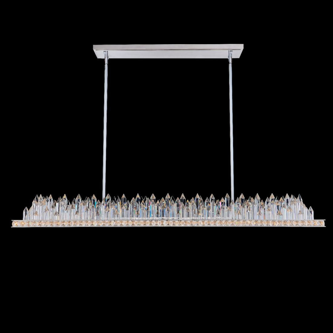 Orizzonte 44 inch Luxury Crystal Island Pendant – Polished Chrome – Crystal+Form Allegri Crystal Lighting