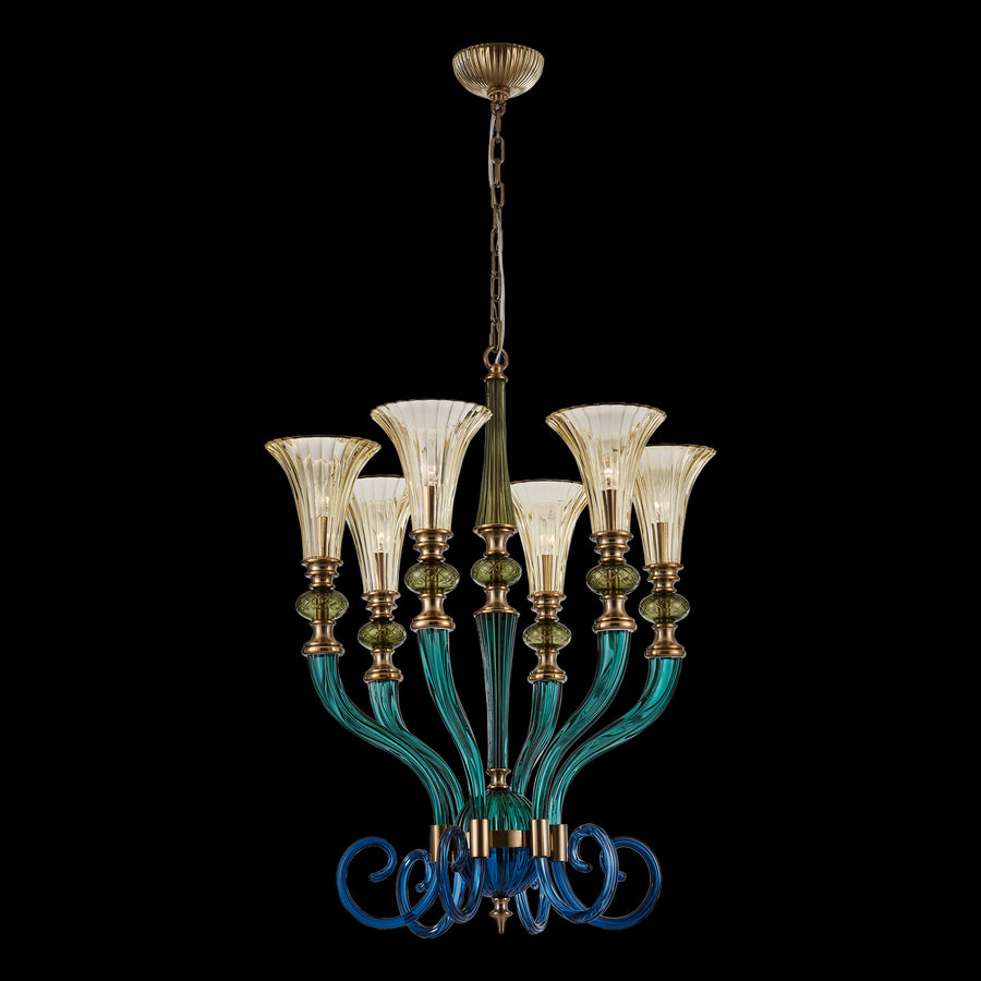 Tinta 28-in 6 Light Socket Winter Brass/Multi Chandelier