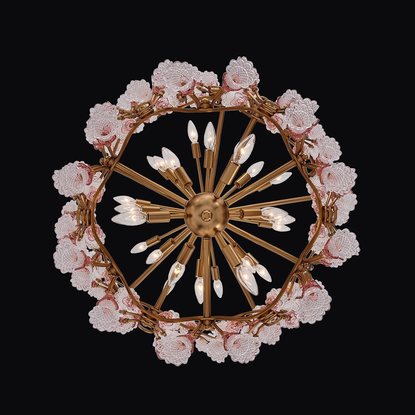 Bella Floral Luxury Crystal Foyer Chandelier - Aged Brass - 045351-003-FR1VR