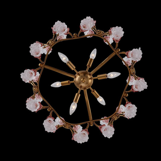 Bella Luxury Crystal 26 inch Candelabra Pendant - Aged Brass