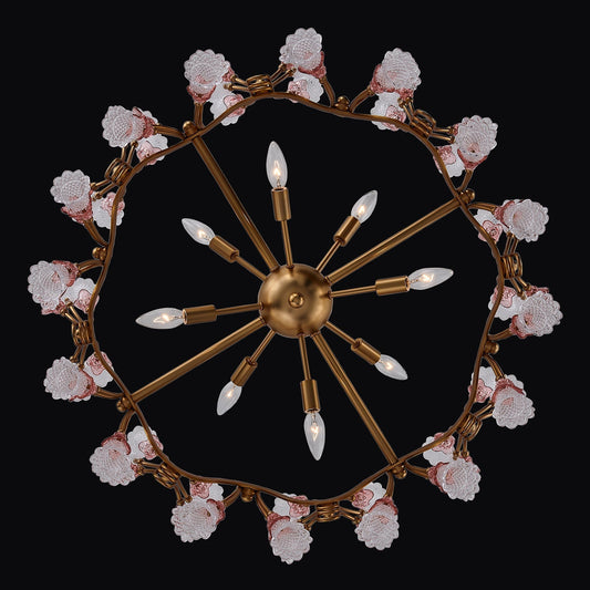 Bella Luxury Crystal 32 inch Candelabra Pendant - Antique Brass