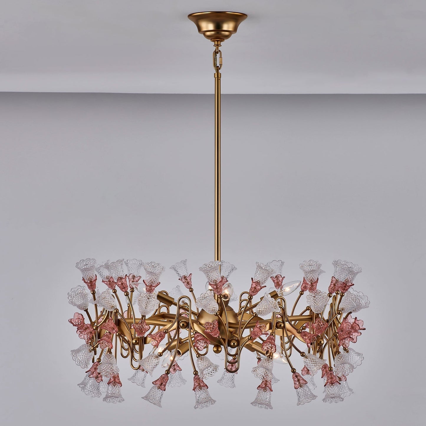 Bella Luxury Crystal 32 inch Candelabra Pendant - Antique Brass