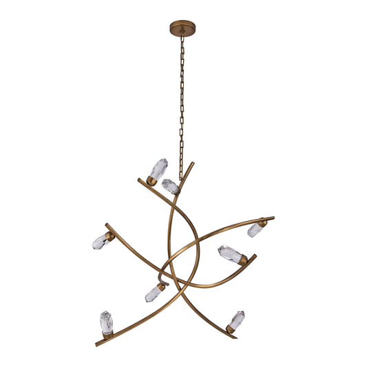 Bilancia 48-in 8 Light LED True Brass/Firenze Clear Chandelier