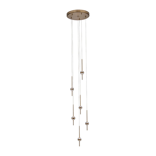Goccia 16.25-in 12 Light LED Winter Brass/Firenze Clear Chandelier