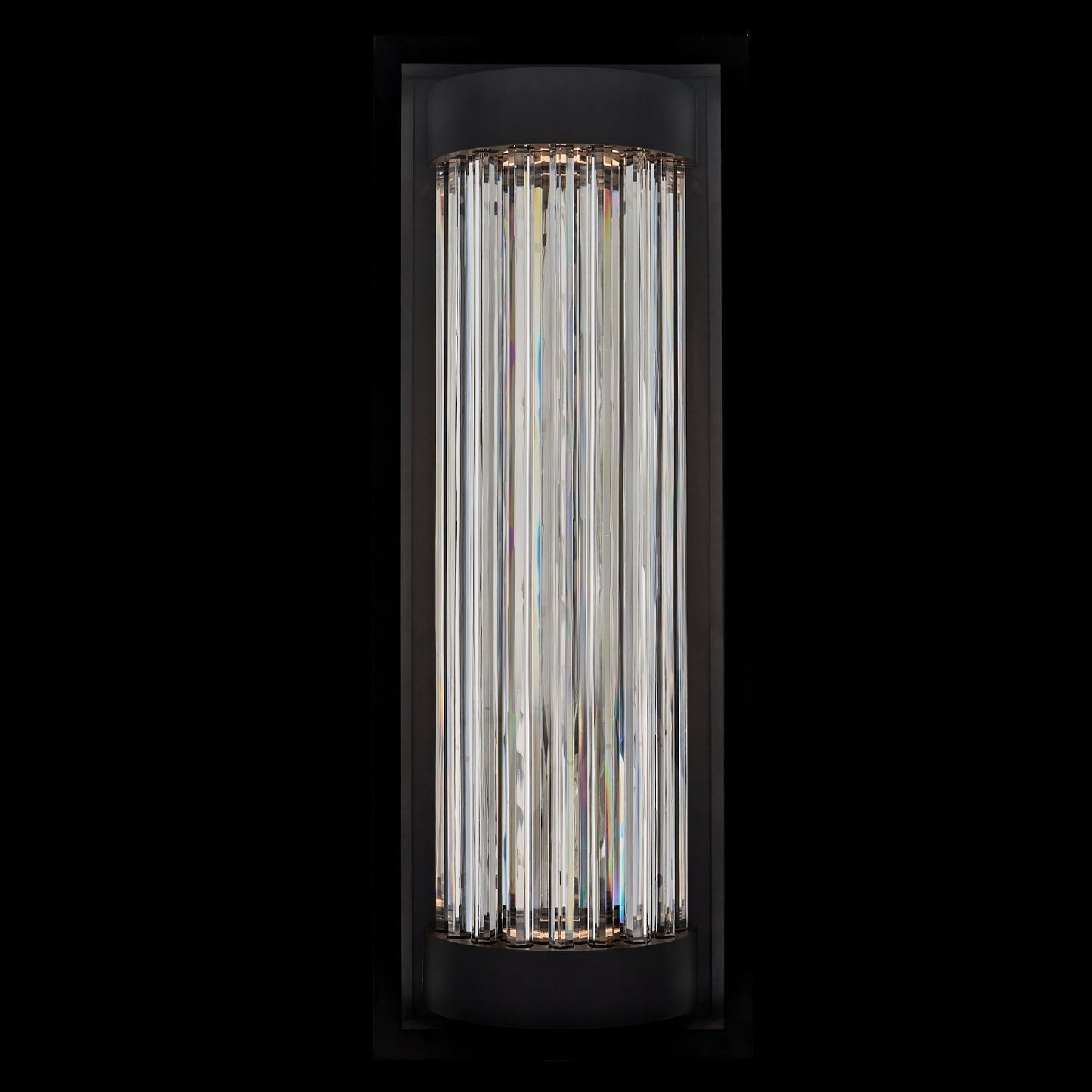 Cilindro Esterno 28 inch Outdoor Wall Sconce – Matte Black, Firenze Crystal – Crystal+Form Allegri Crystal Lighting