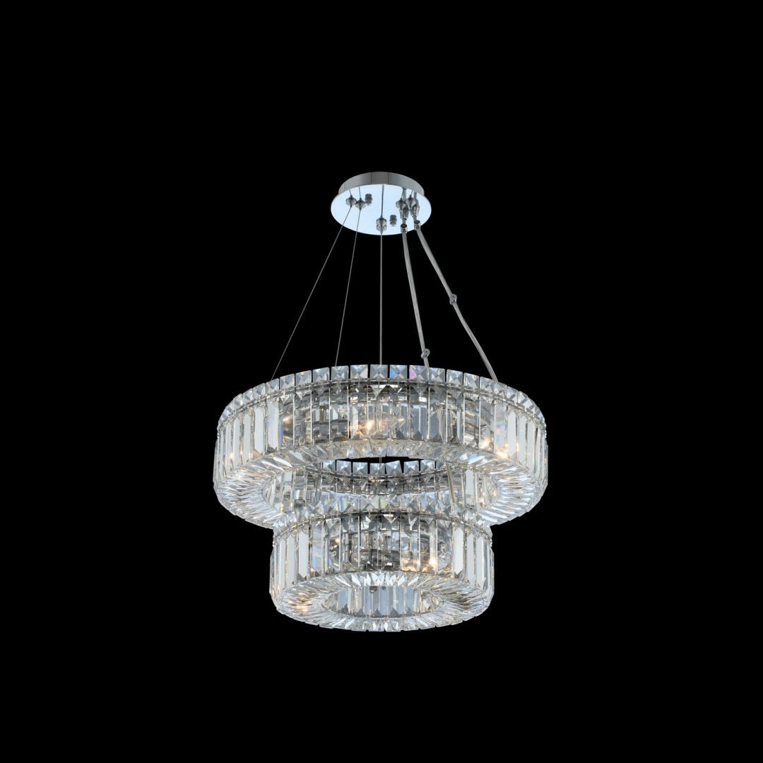 Quantum Rondelle 9 Light 2 Tier Pendant – Polished Chrome by Allegri Crystal – Crystal+Form Allegri Crystal Lighting