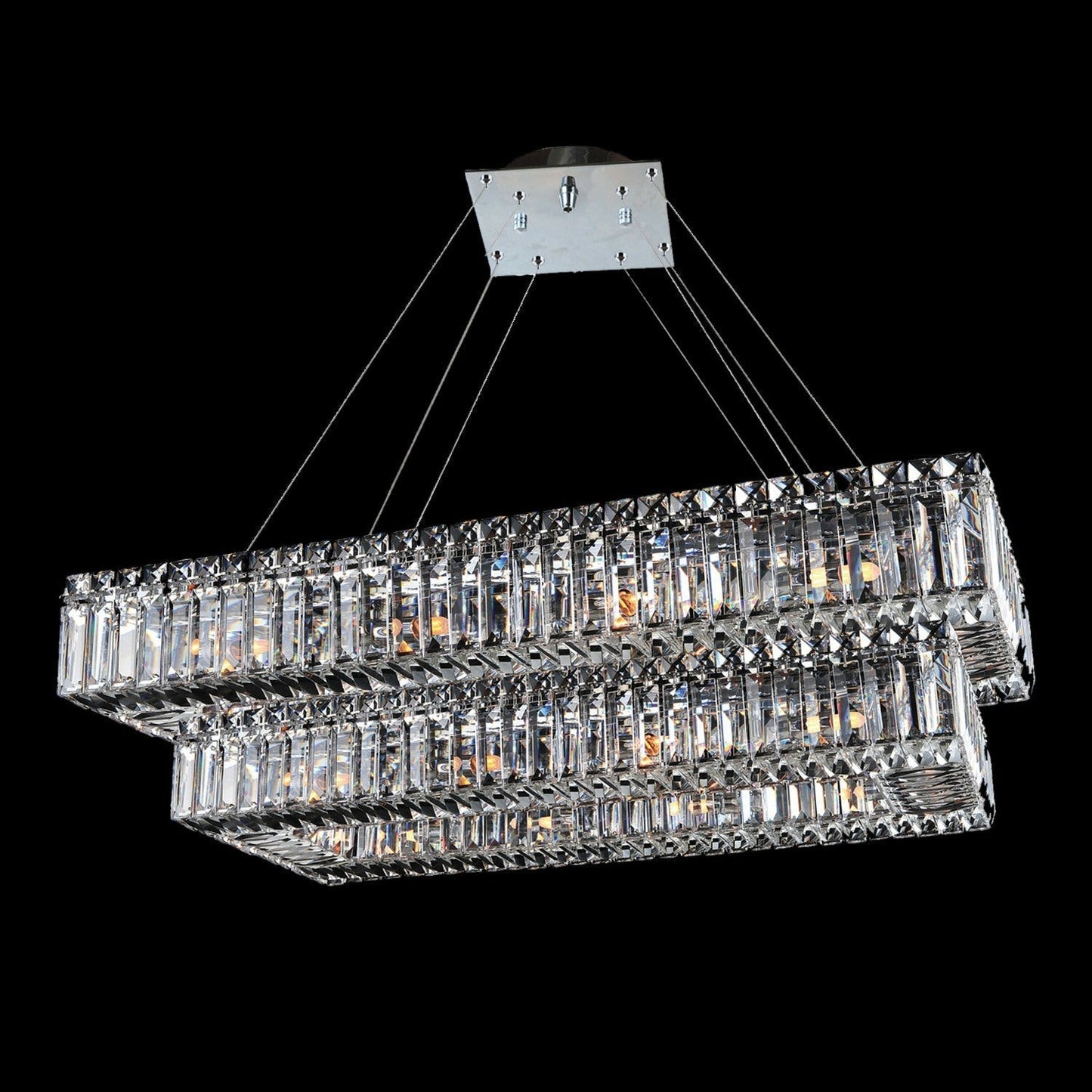 Baguette (29.5" + 19.5") 2 Tier Pendant – Polished Chrome by Allegri Crystal
