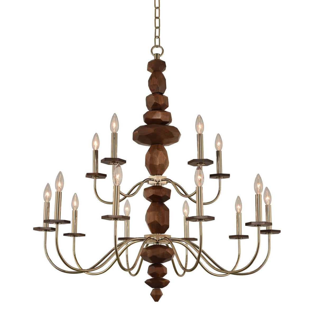 Lassen 38-in 15 Light Socket Champagne Gold Tiered Chandelier