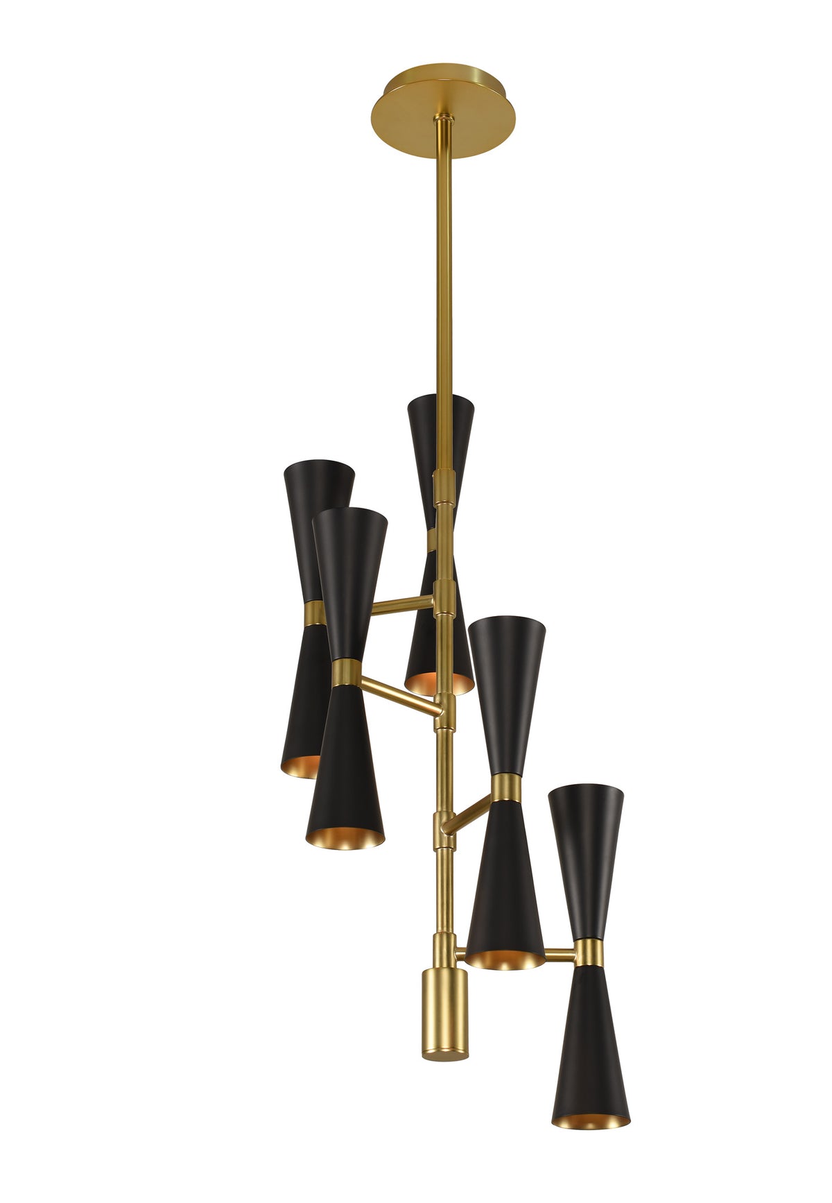 Milo 10-in 10 Light Socket Matte Black w/ Vintage Brass Chandelier