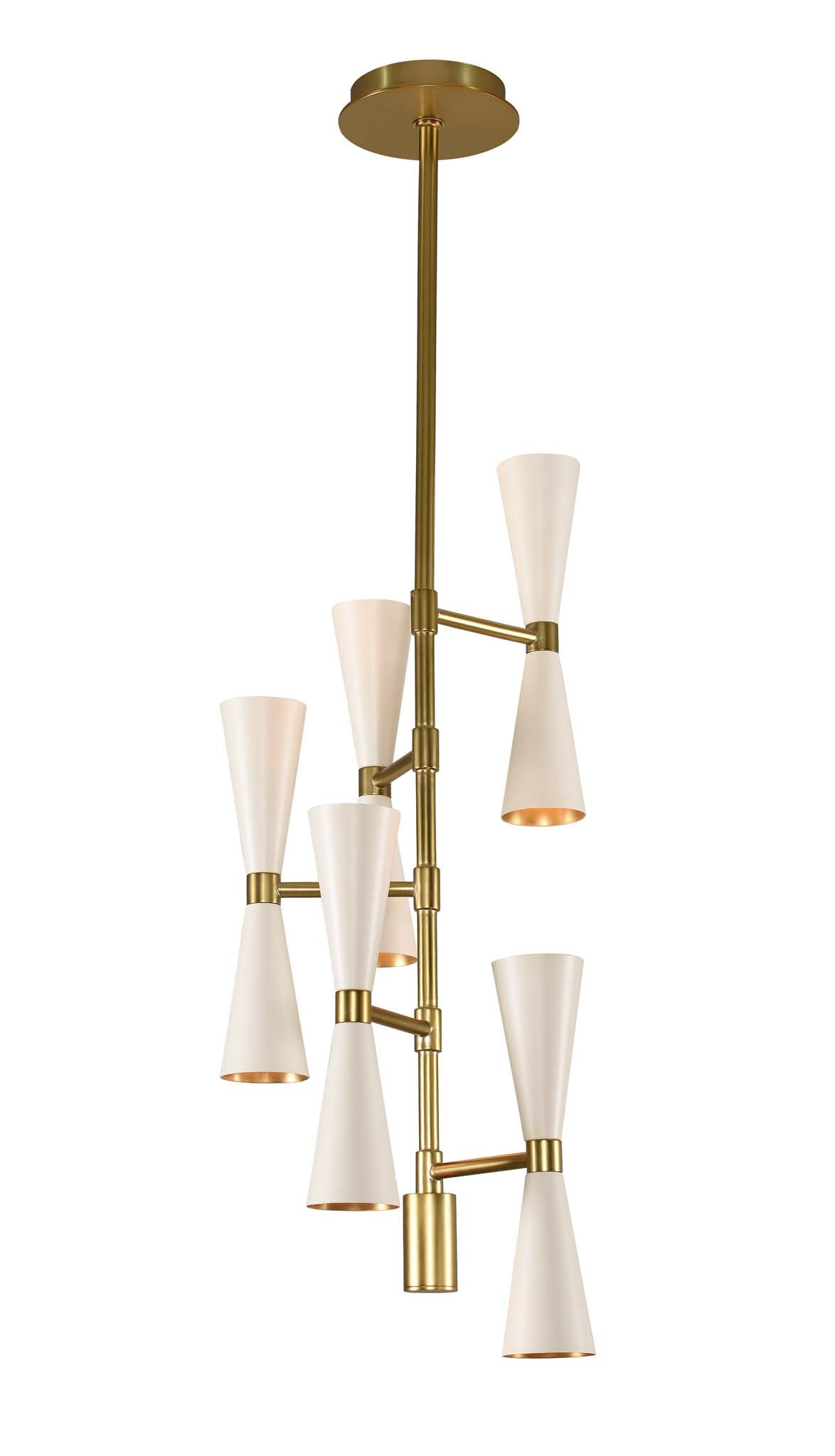 Milo 10-in 10 Light Socket White w/ Vintage Brass Chandelier
