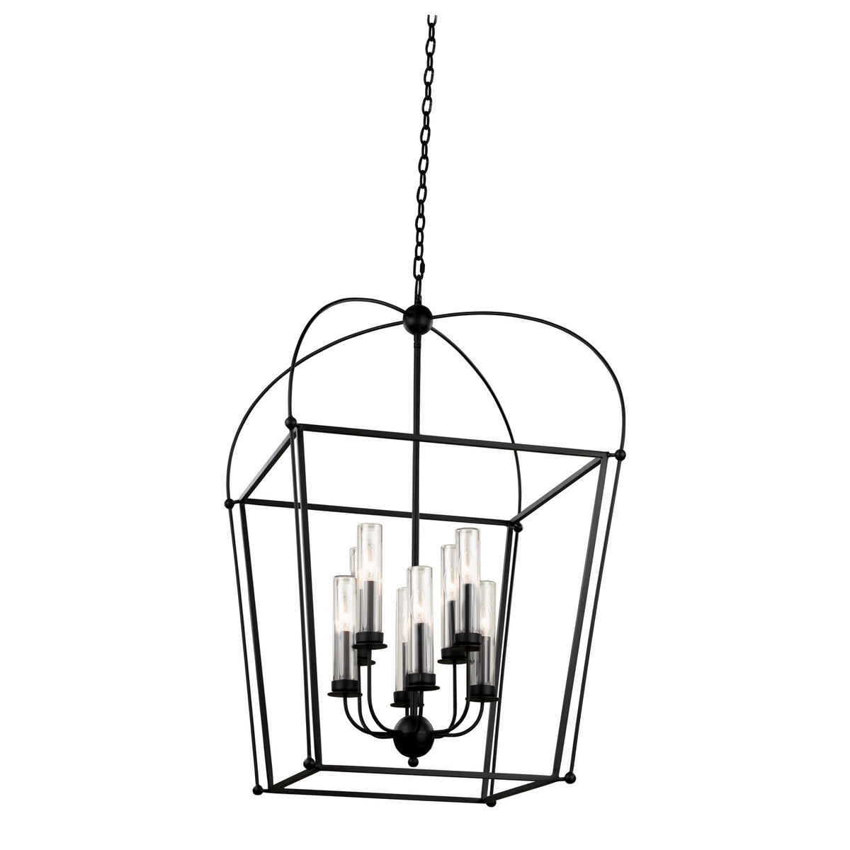Sutter 24-in 8 Light Socket Matte Black Outdoor Pendant