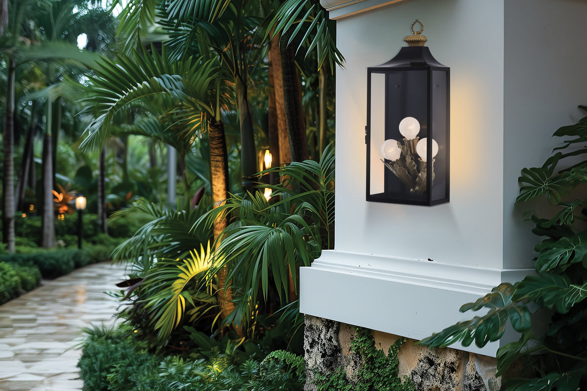 Marge 27-in 3 Light Socket Matte Black Outdoor Wall Sconce