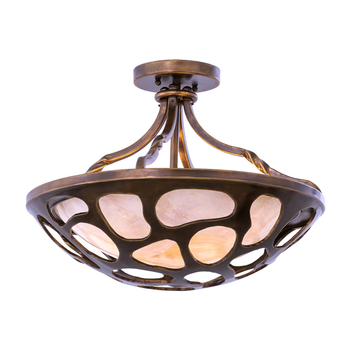 Gramercy 18-in 3 Light Socket Copper Patina Semi-Flush Mount