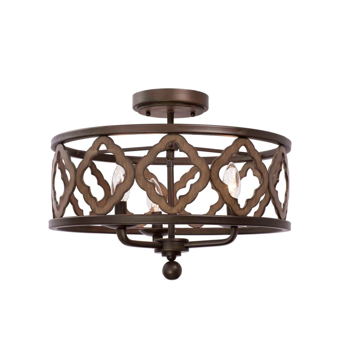 Whittaker 18-in 3 Light Socket Brownstone Semi-Flush Mount