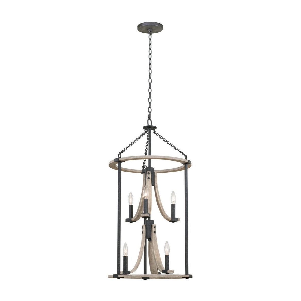 Middleton 18-in 6 Light Socket Natural Iron Tiered Chandelier