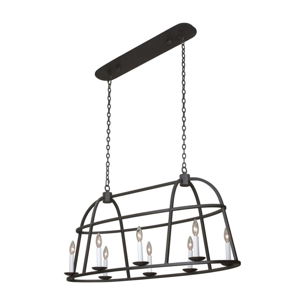 Wickenburg 42-in 8 Light Socket Black Iron Linear Pendant