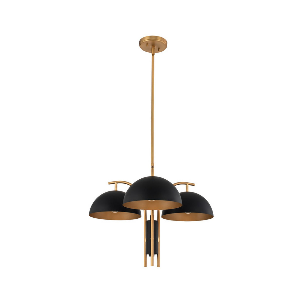 Marcel 24-in 3 Light Matte Black w/ New Brass Chandelier