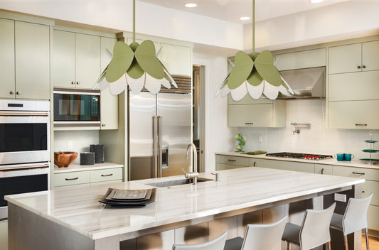 Flor 26-in 1 Light Socket White and Green Pendant