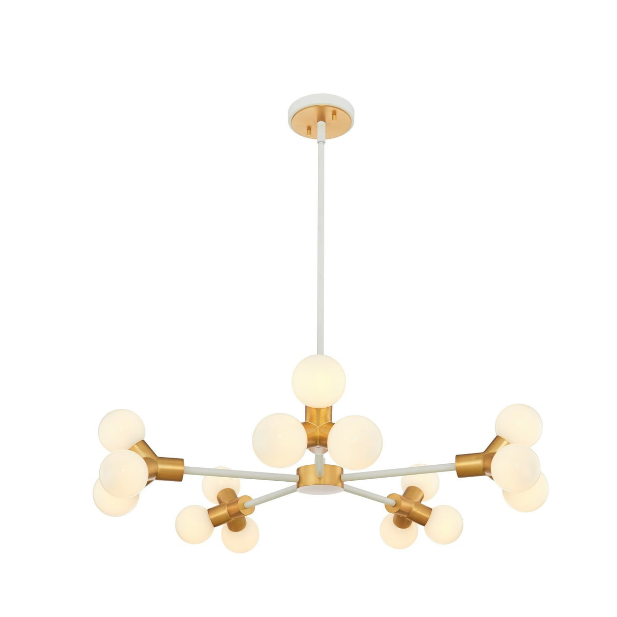 Tres 29-in 15 Light Socket White and New Brass Chandelier