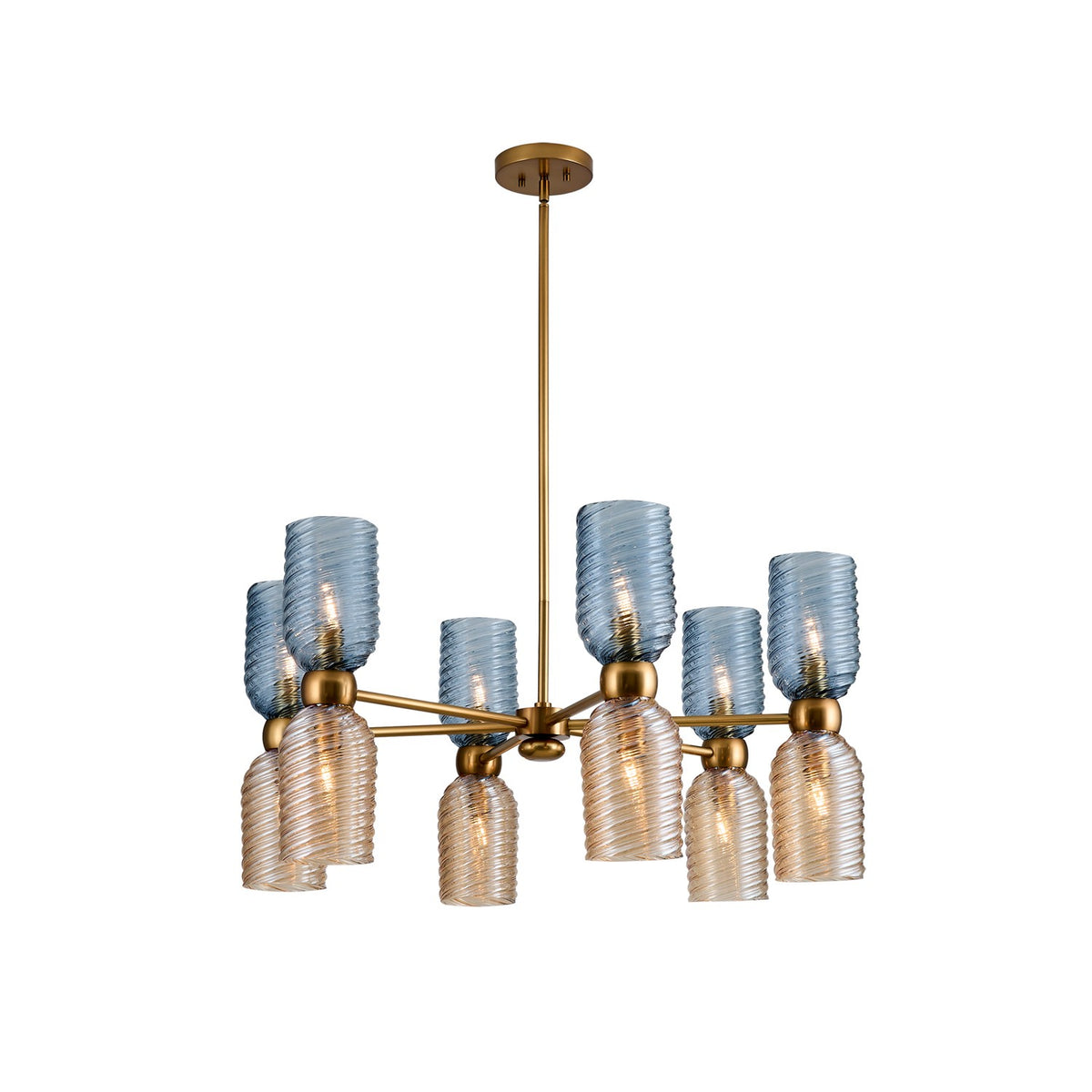 Azul 36-in 12 Light Socket Aged Gold Chandelier