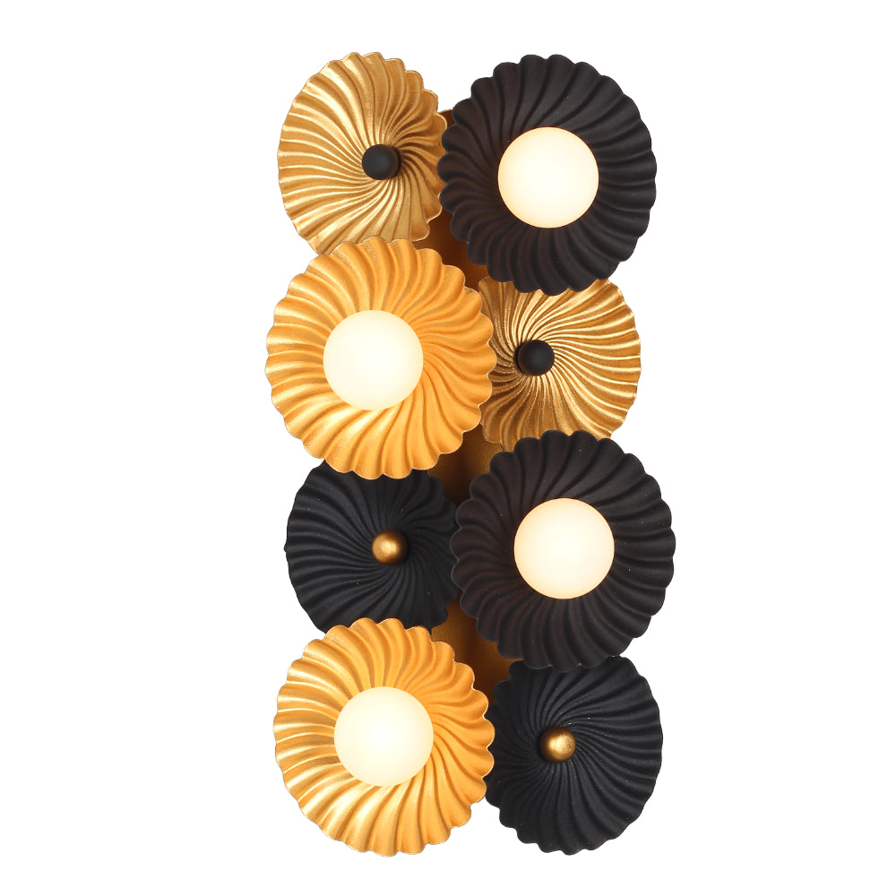 Damask 16-in 6 Light Socket Matte Black w/ Vintage Brass Wall Sconce