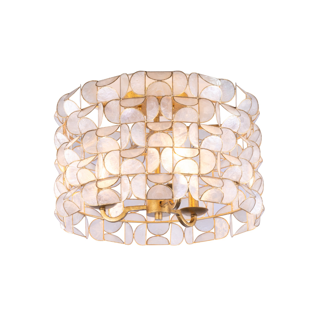 Crescent 17-in 3 Light Socket Oxidized Gold Leaf Flush Mount