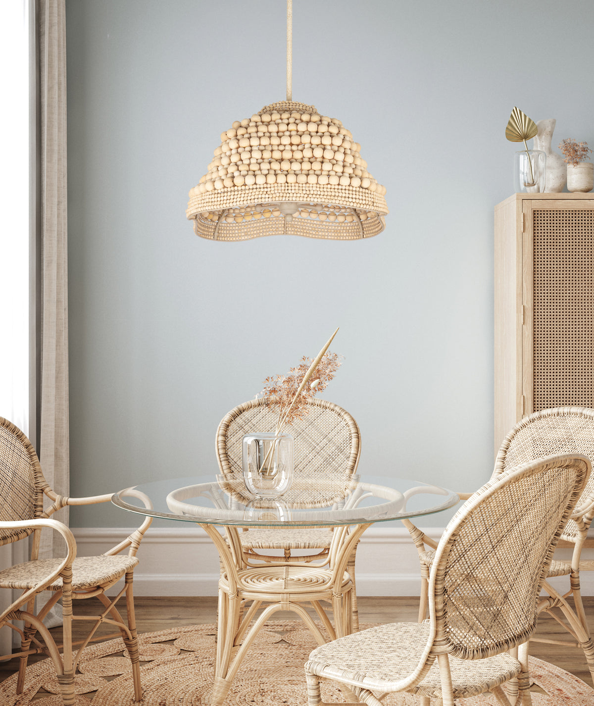 Coaxial 26-in 6 Light Socket Jute Pendant