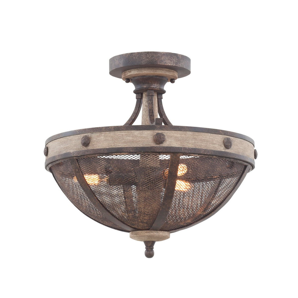 Coronado 16-in 3 Light Socket Florence Gold Semi-Flush Mount