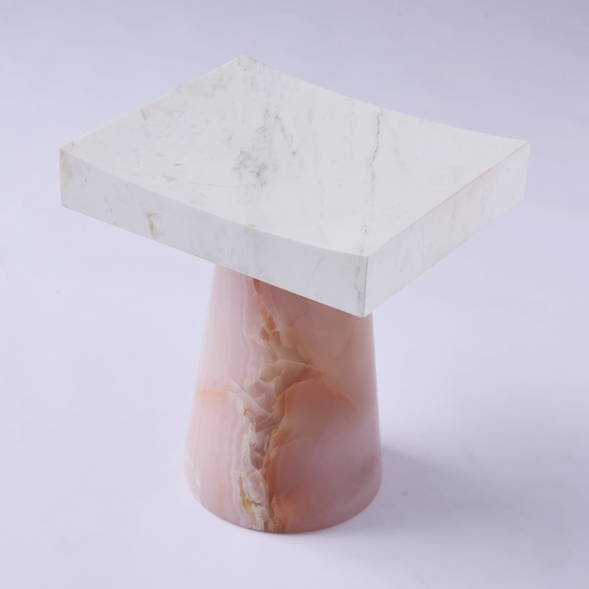 Giada 16-in Pink Jade/White Marble Table