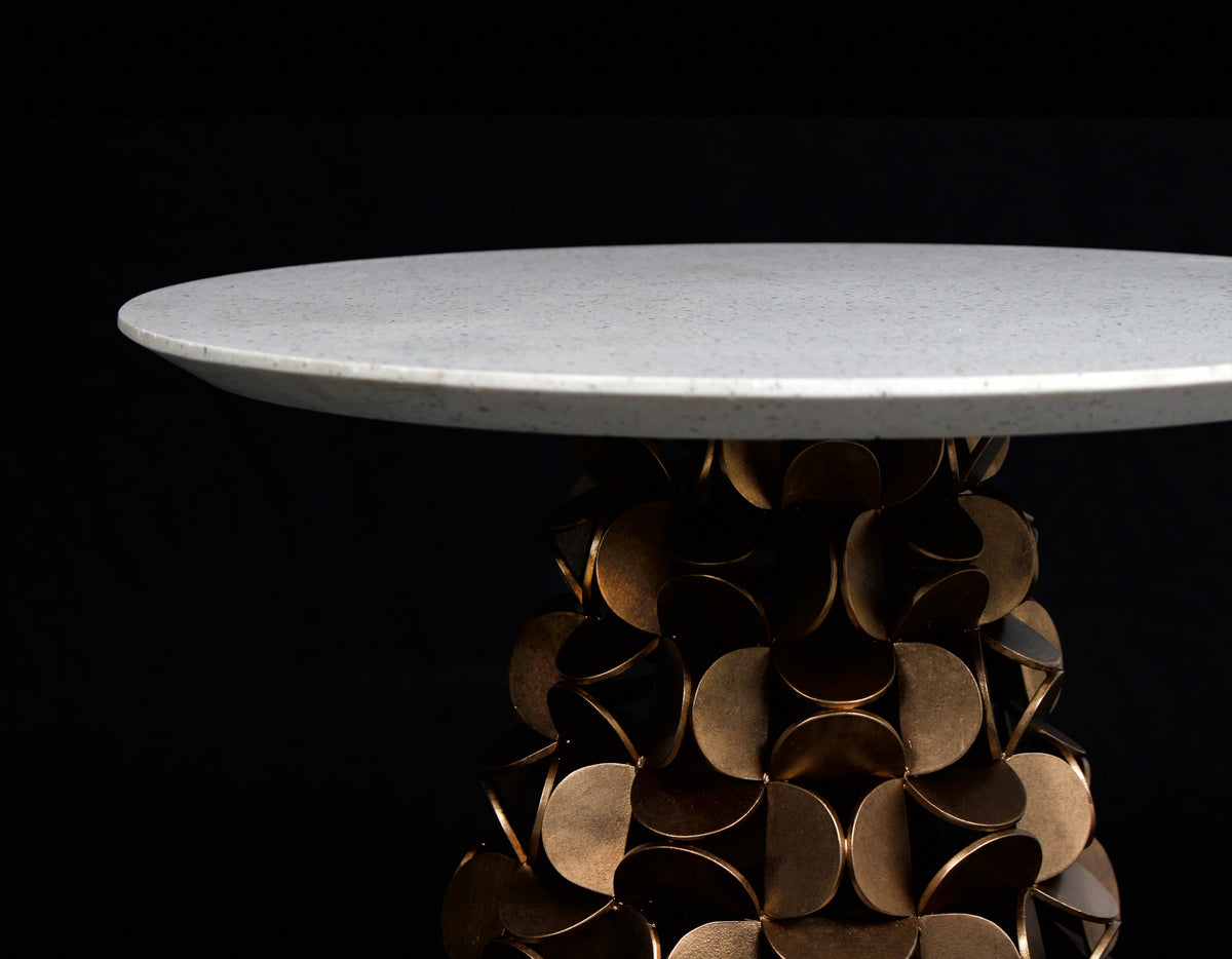 Crescent 18-in Pearlized Antique Brass Table