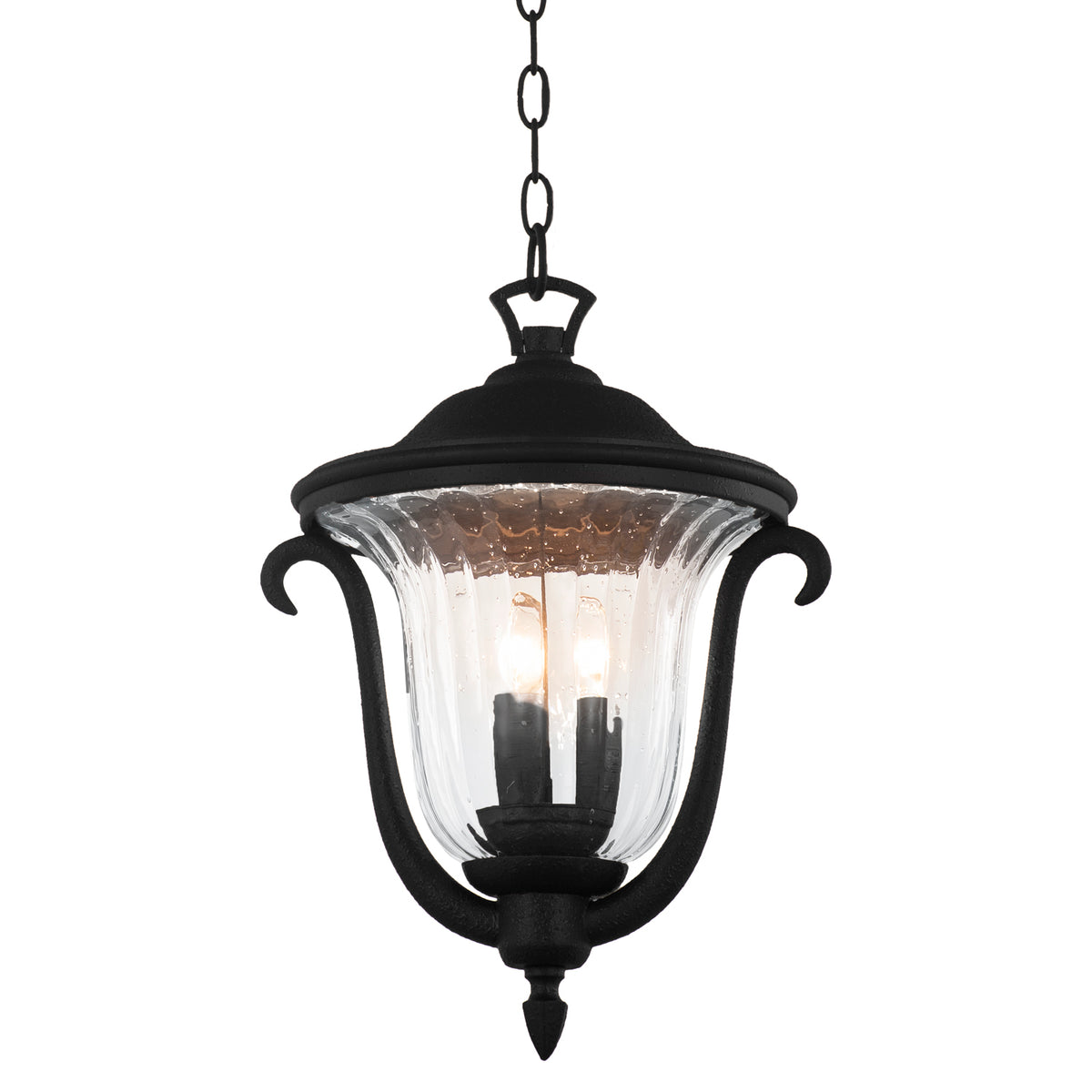 Santa Barbara Outdoor 13-in 3 Light Socket Matte Black Outdoor Pendant