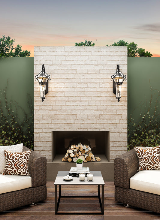 Anastasia Outdoor 37-in 2 Light Socket Matte Black Outdoor Wall Sconce