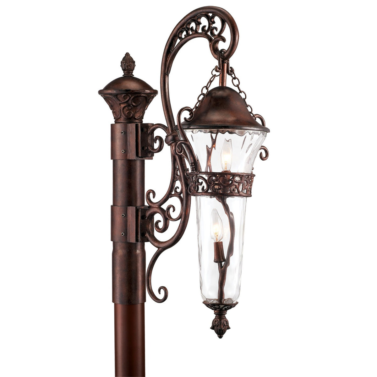 Anastasia Outdoor 37-in 2 Light Socket Burnished Bronze Outdoor Post Mount
