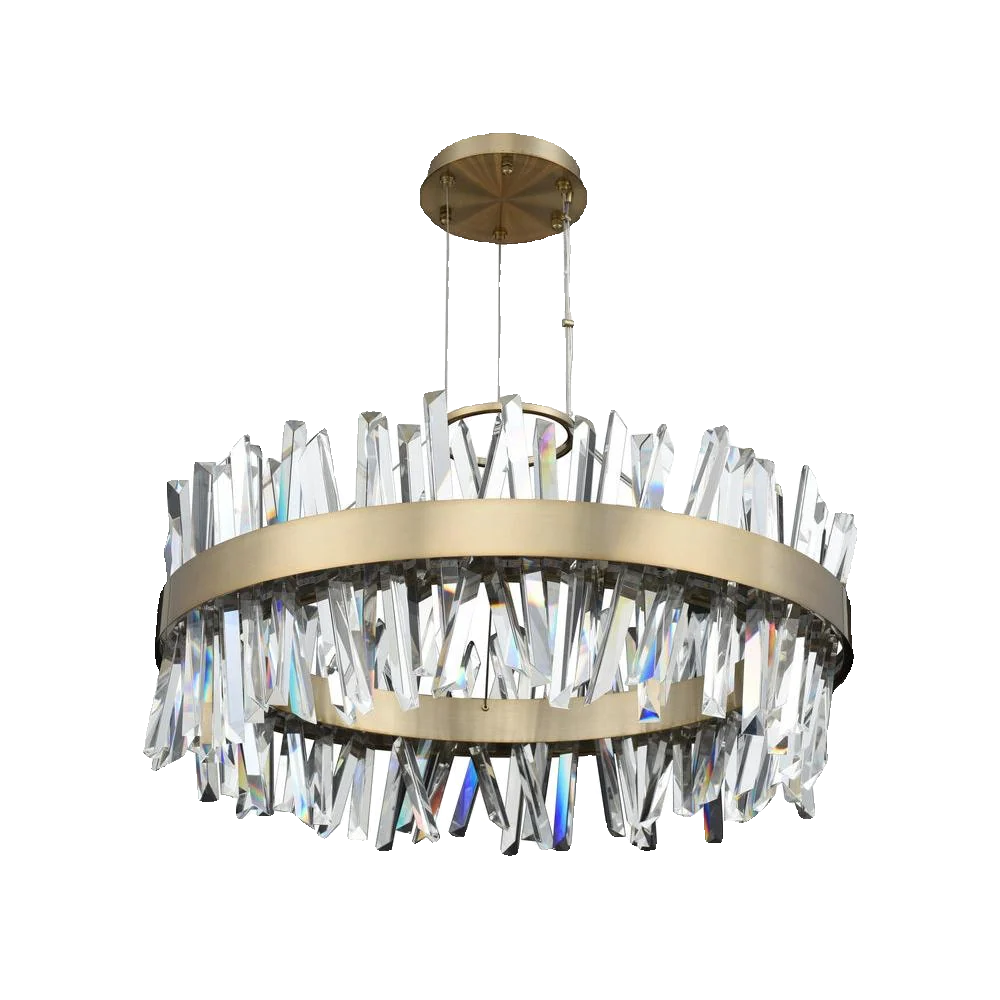 Glacier 32-inch LED pendant — Brushed Champagne Gold, transparent background