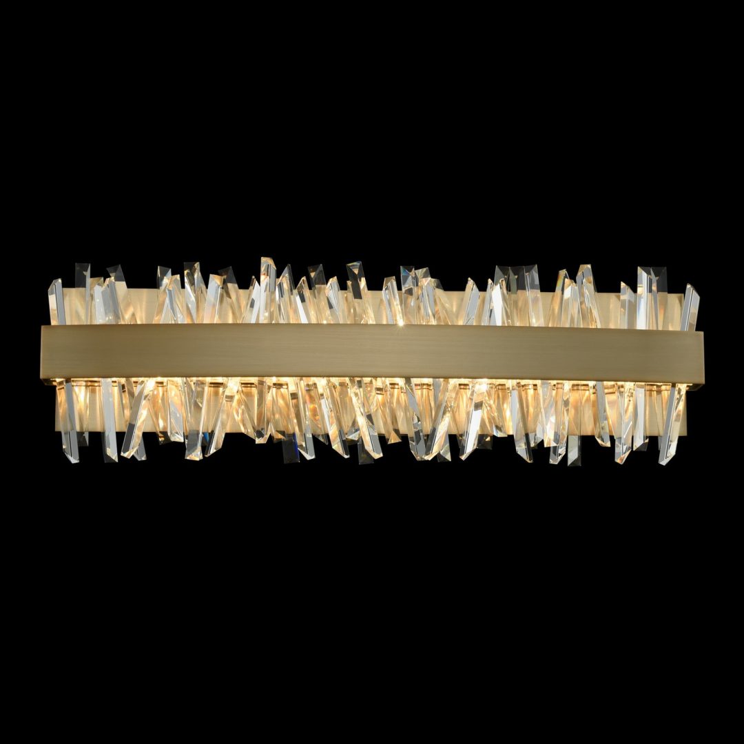 Glacier 24 inch LED ADA Bath Vanity Light – Brushed Champagne Gold – Crystal+Form Allegri Crystal Lighting