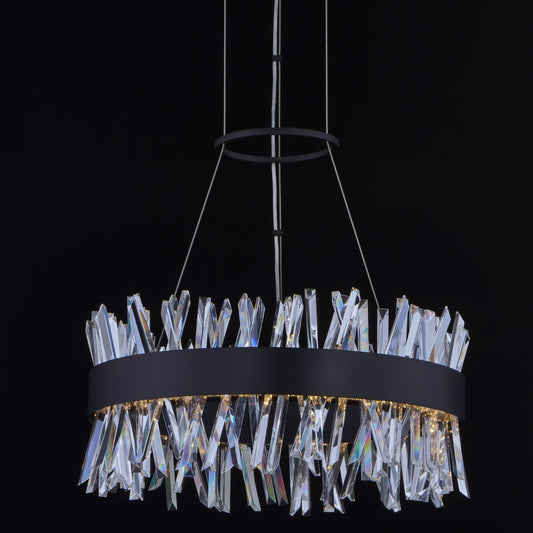 Glacier 20 inch Luxury Crystal LED Ring Pendant – Matte Black – Crystal+Form Allegri Crystal Lighting