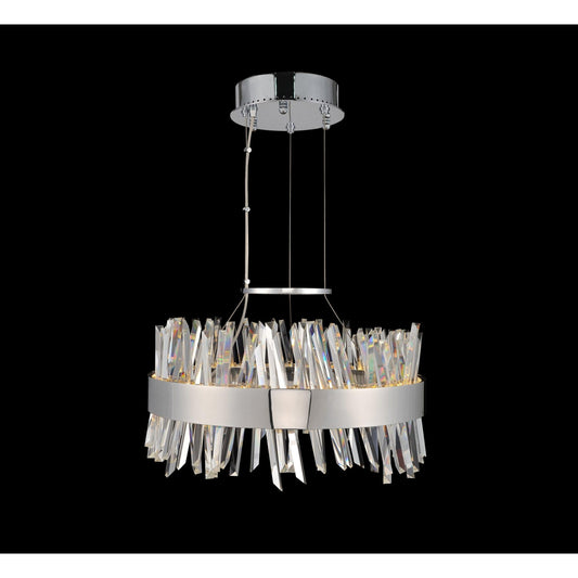 Glacier 20 inch Luxury Crystal LED Pendant – Polished Chrome, Ice Shaped Crystals – Crystal+Form Allegri Crystal Lighting