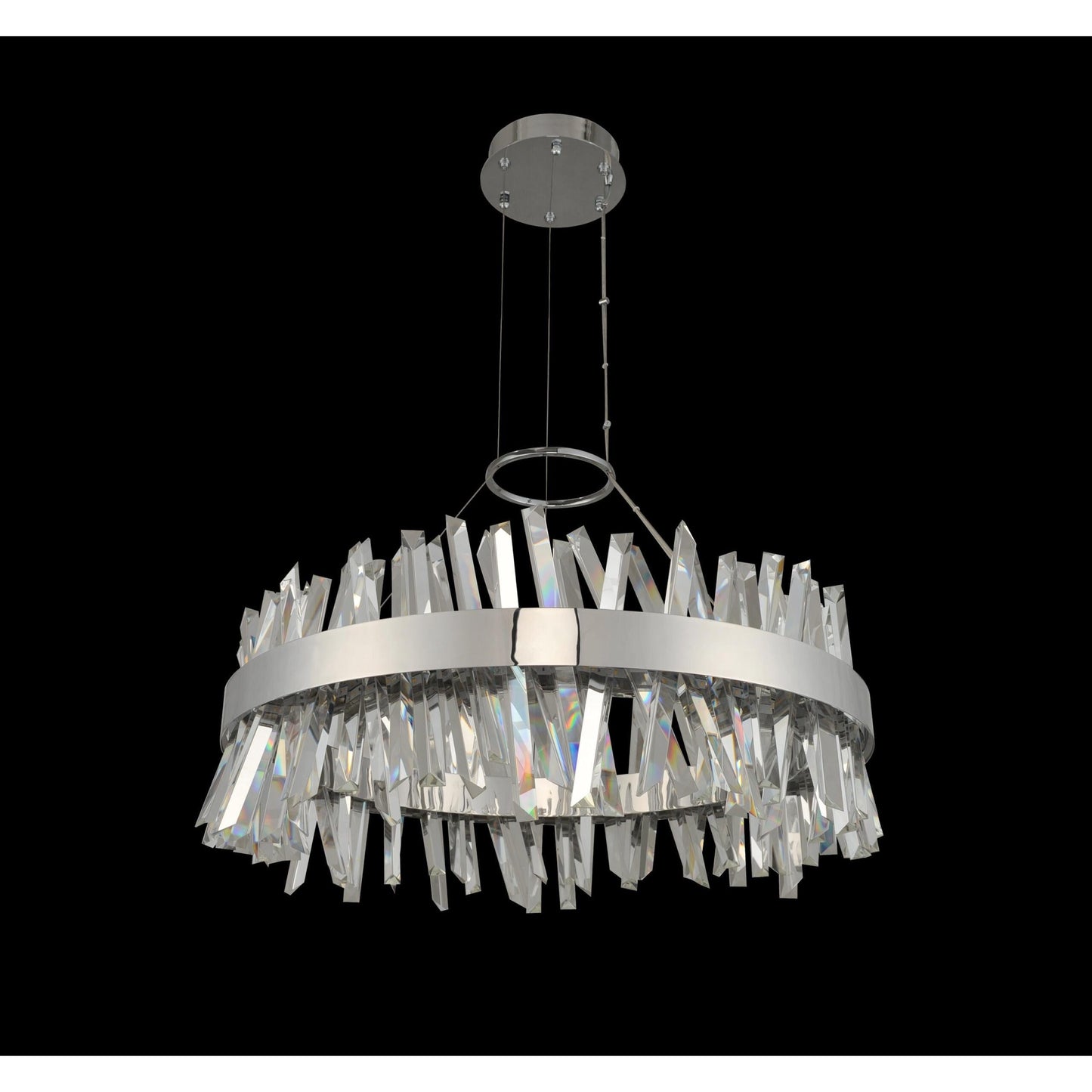 Glacier 32 inch Luxury Crystal LED Pendant – Polished Chrome – Crystal+Form Allegri Crystal Lighting