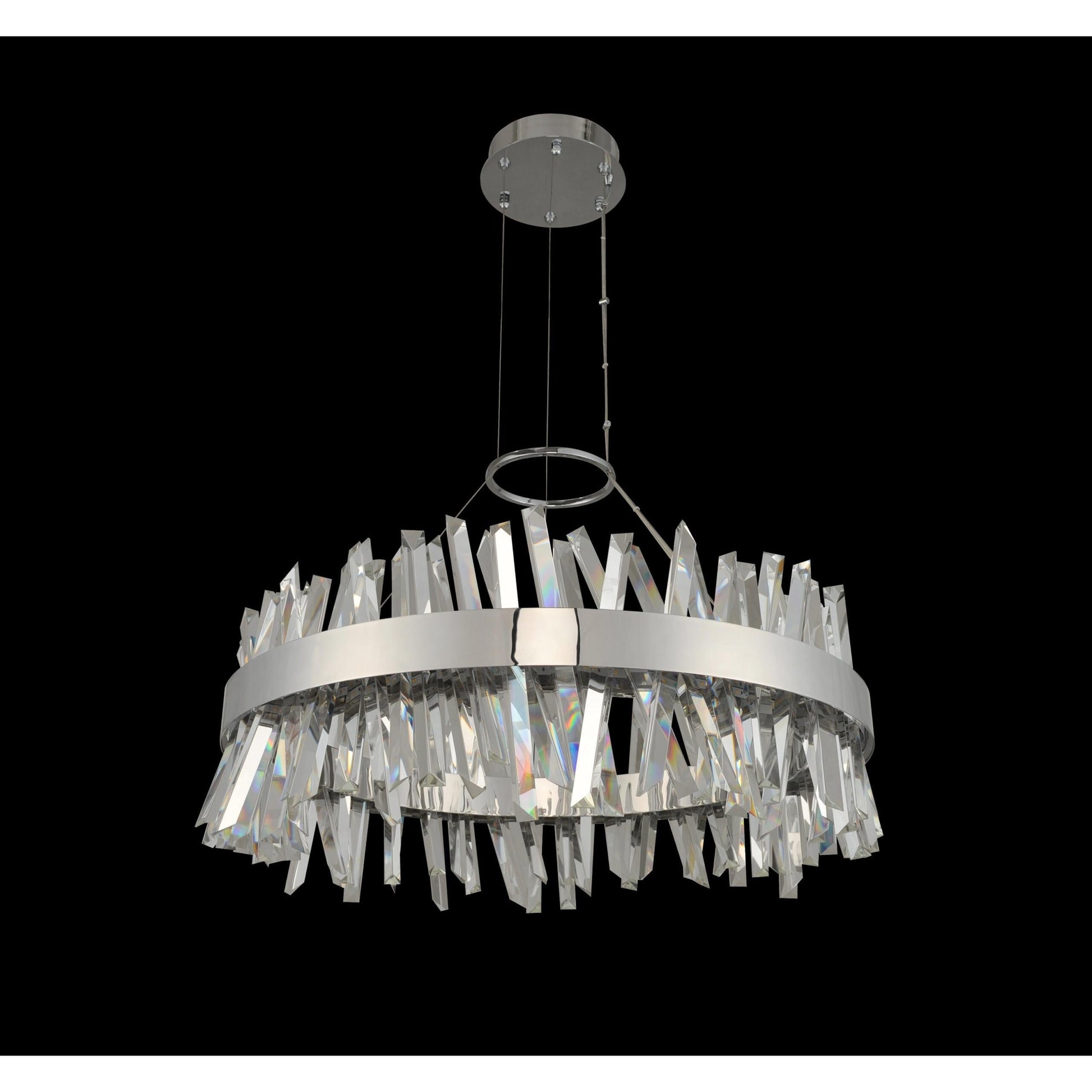 Glacier 32 inch Luxury Crystal LED Pendant – Polished Chrome – Crystal+Form Allegri Crystal Lighting