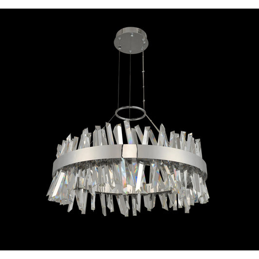 Glacier 32 inch Luxury Crystal LED Pendant – Polished Chrome – Crystal+Form Allegri Crystal Lighting