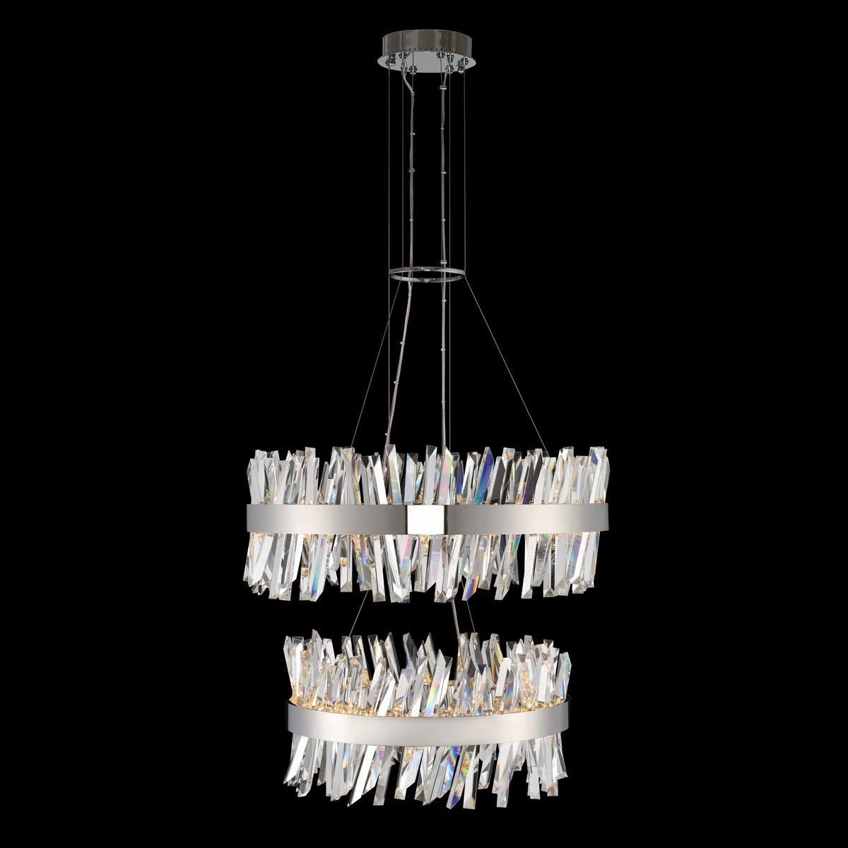 Glacier 32-in 2 Light LED Chrome Tiered Chandelier