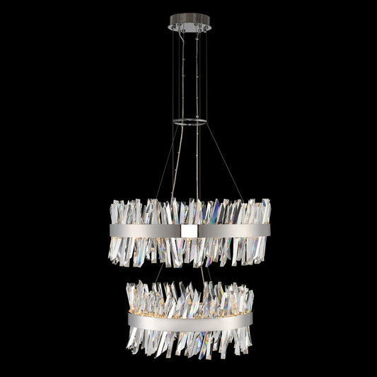 Glacier 32-in 2 Light LED Chrome Tiered Chandelier