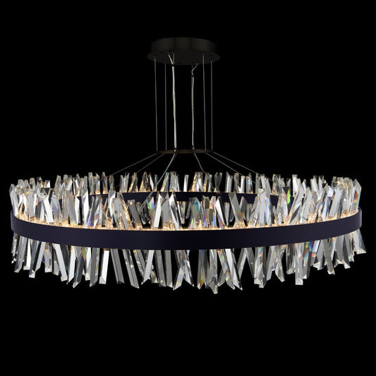 Glacier 60 inch Luxury Crystal LED Ring Pendant – Matte Black – Crystal+Form Allegri Crystal Lighting