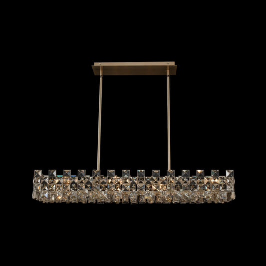 Piazze 44 inch Crystal Island Pendant Light – Brushed Champagne Gold