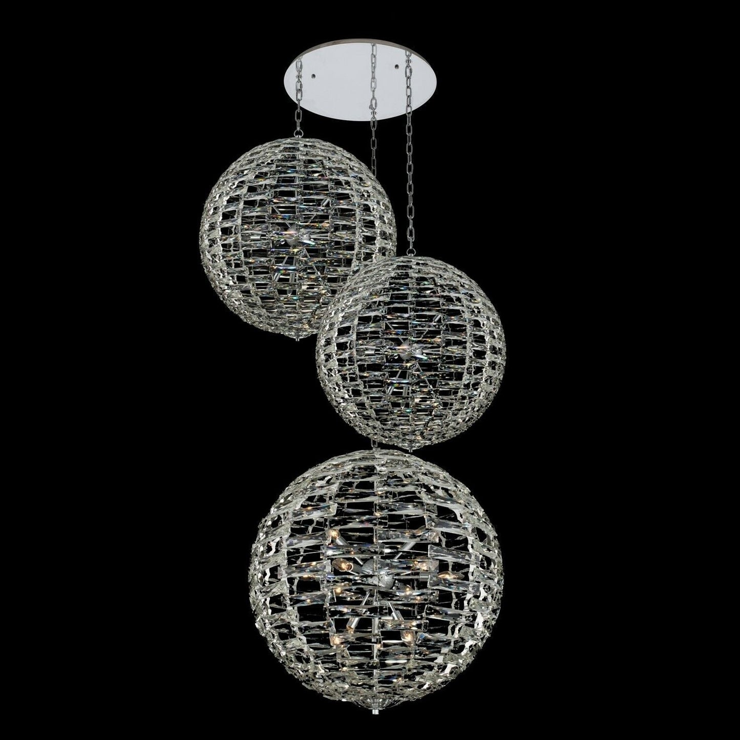 Alta 3 ORB Drop (26+26+36) – Polished Chrome – Crystal+Form Allegri Crystal Lighting