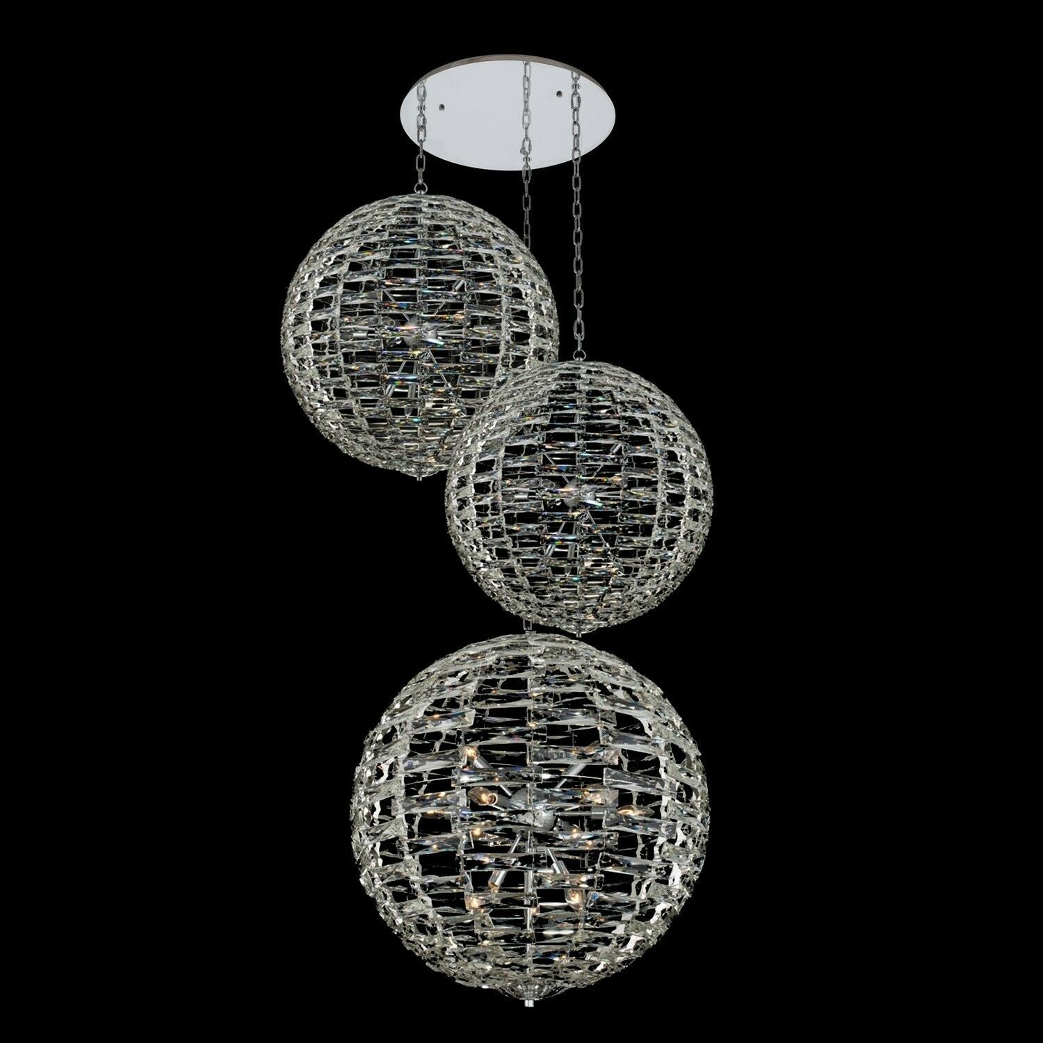 Alta 3 ORB Drop (26+26+36) – Polished Chrome – Crystal+Form Allegri Crystal Lighting