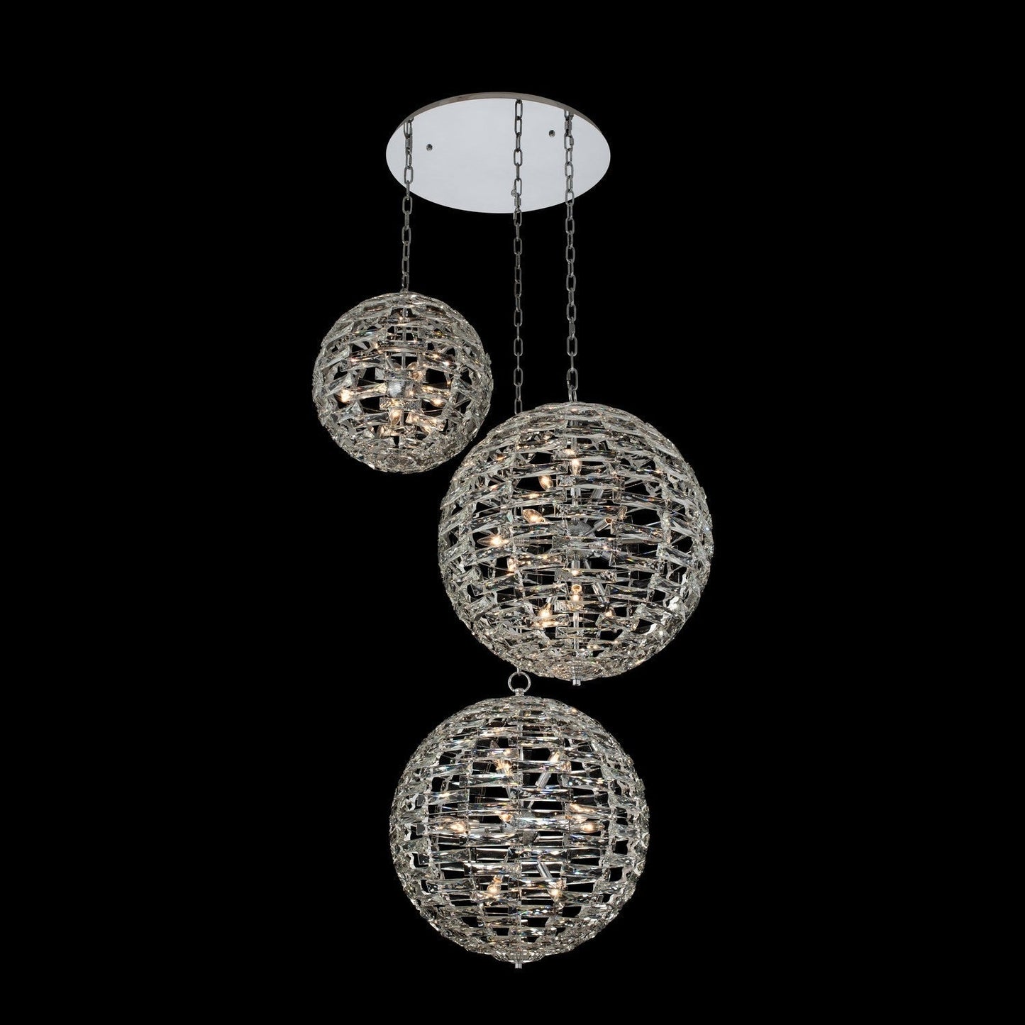 Alta 3 ORB Luxury Crystal Ball Pendant (18+18+18) – Polished Chrome – Crystal+Form Allegri Crystal Lighting